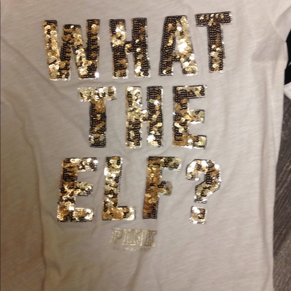 Pink by Victoria's Secret gold sequins t-s… - Picture 3 of 5